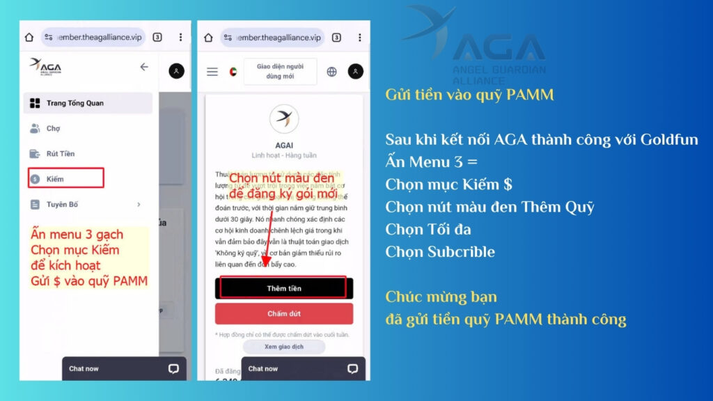 Gửi tiền vào quỹ PAMM
